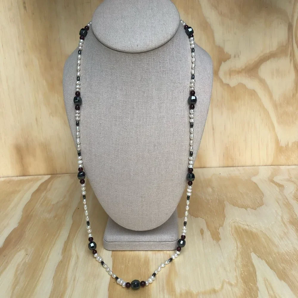 Black Onyx And Freshwater Pearl Necklace